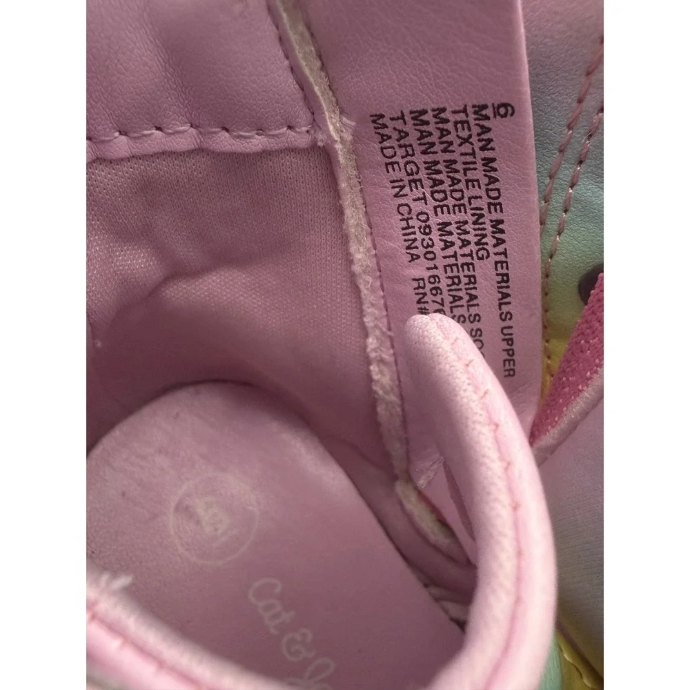 Cat & Jack Toddler Girls Rainbow Ombre Combat Boots Pink Ribbon Laces Size 6